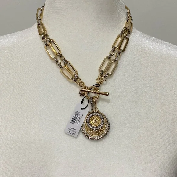 White House Black Market Gold and Silver Pendant Necklace - Picture 5 of 10